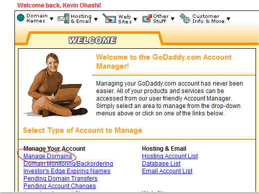 Manage Domains at Godaddy